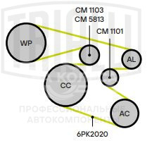 Ролик приводного ремня для автомобилей Mitsubishi Lancer X (07-)/Outlander XL (06-) 1.8i/2.0i/2.4i [4B; 4J] (с натяжным механизмом) (65x26)