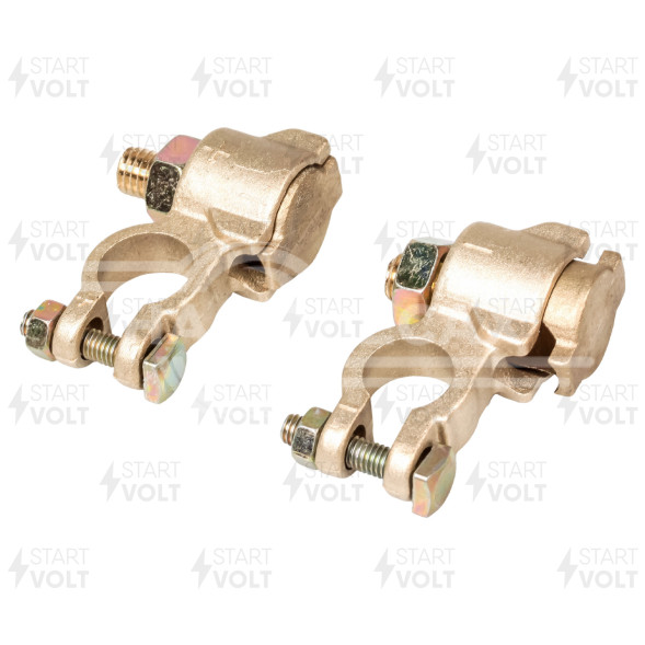 Клеммы АКБ в комплекте латунь, 11мм болт и гайка для проводов до 90мм кв.