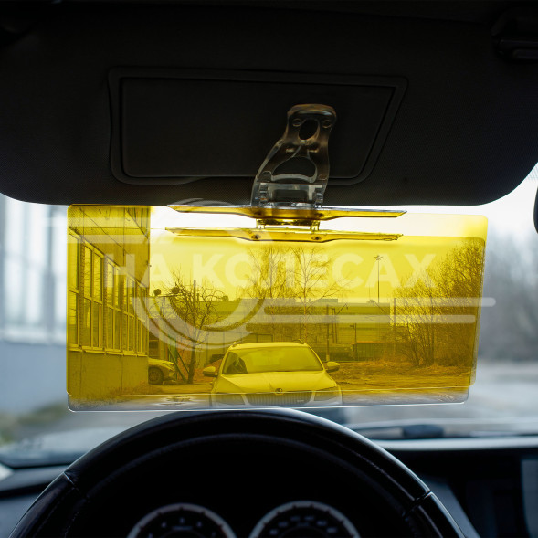 Козырек солнцезащитный, антибликовый, два стекла, универсальное крепление-клипса