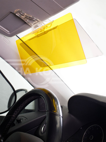 Козырек солнцезащитный, антибликовый, два стекла, универсальное крепление-клипса