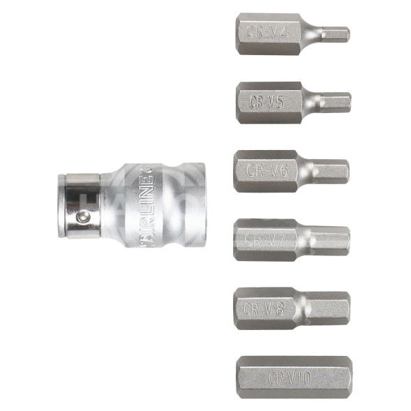 Набор бит вставок шестигранных 3/8&quot; 30мм с держателем бит 1/2&quot; DR 7 предметов в кейсе