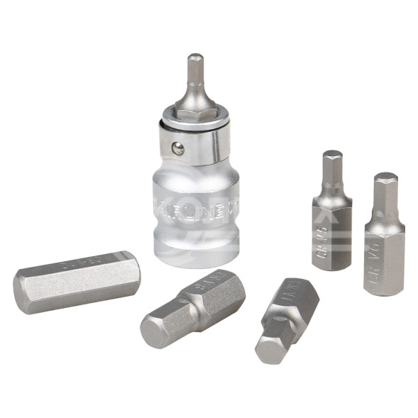 Набор бит вставок шестигранных 3/8&quot; 30мм с держателем бит 1/2&quot; DR 7 предметов в кейсе