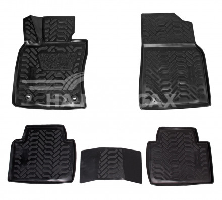 Ковры для Toyota Camry (17-), 5 шт., выс.борт, 3D с подпятником, ТЭП, черн.