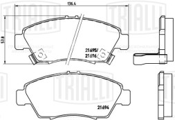 Колодки тормозные дисковые передние для автомобилей Honda Civic VII (00-) с тормозной системой Akebono (PF 4215)