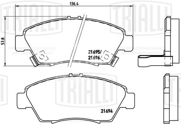 Колодки тормозные дисковые передние для автомобилей Honda Civic VII (00-) с тормозной системой Akebono (PF 4215)