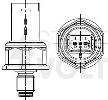 Датчик давления топлива для автомобилей PSA Partner (08-) 1.6HDi/Ford Focus II (05-) 1.8TDCi