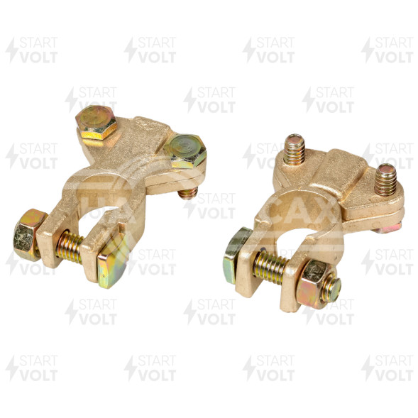 Клеммы АКБ в комплекте латунь, прижимная планка для проводов до 90 мм кв.