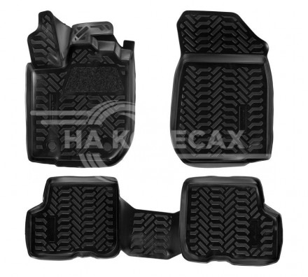 Ковры для Renault Sandero II/Stepway (14-), 4 шт., (крепеж), выс. борт, 3D с подпятником, ТЭП, черн.