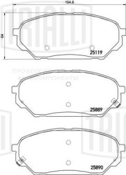 Колодки тормозные дисковые передние для автомобилей Hyundai ix55 (08-) (PF 4234)