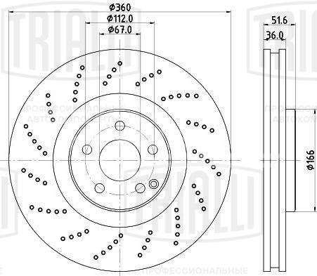 Диск тормозной передний для автомобилей Mercedes CLS (W218) (10-) d=360 (перфорированный)