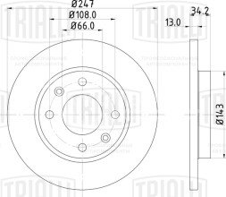 Диск тормозной передний для автомобилей Peugeot 206 (02-) / 306 (94-) / Citroen Xsara (97-) d=247