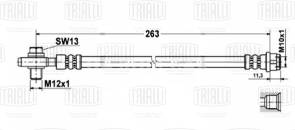 Шланг тормозной задний для автомобилей Audi A4 B6 (00-)/A4 B7 (04-) L=278мм