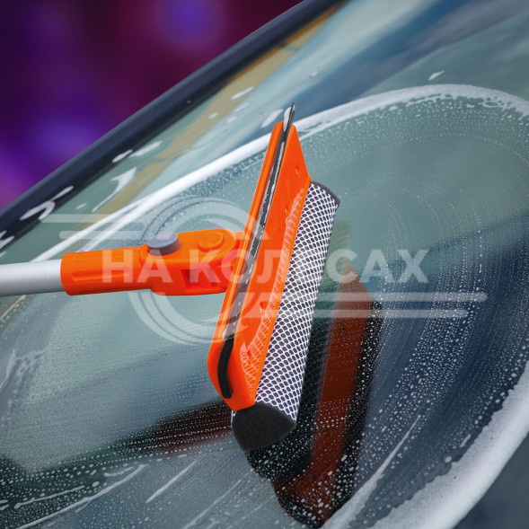 Щетка для мытья стекол с поролоном и водосгоном складная (40см)