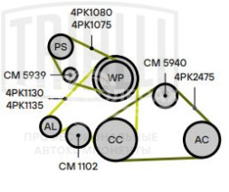 Ролик привод. ремня для автомобилей Mitsubishi Pajero II (90-)/Pajero III (00-)/Pajero IV (06-) 3.0i/3.5i/3.8i (натяжной) генератора (CM 1102)