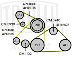 Ролик привод. ремня для автомобилей Mitsubishi Pajero II (90-)/Pajero III (00-)/Pajero IV (06-) 3.0i/3.5i/3.8i (натяжной) генератора (CM 1102)