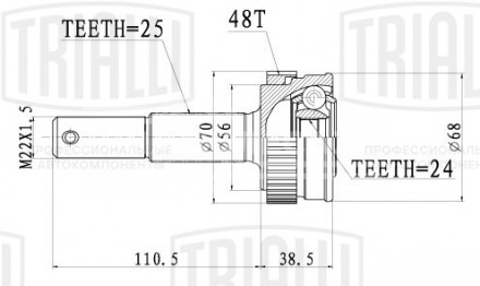 ШРУС наружный задний для автомобилей Nissan Qashqai J10/J11 (06-/13-)/X-Trail T31/T32 (07-/14-)