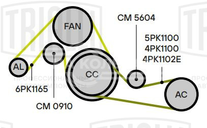 Ролик приводного ремня для автомобилей Iveco Daily III (99-)/Daily IV (06-)/Daily V(11-)/Daily VI (14-) 3.0d генератора (с натяжным механизмом)