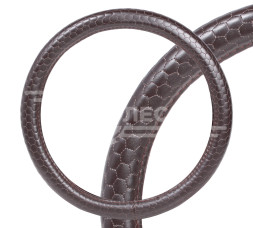 Оплетка на руль, искусственная  кожа с тиснением, коричневая, 40 см / L