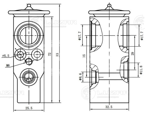 Клапан расширительный кондиционера (ТРВ) для автомобилей C4 (05-)/307 (00-)