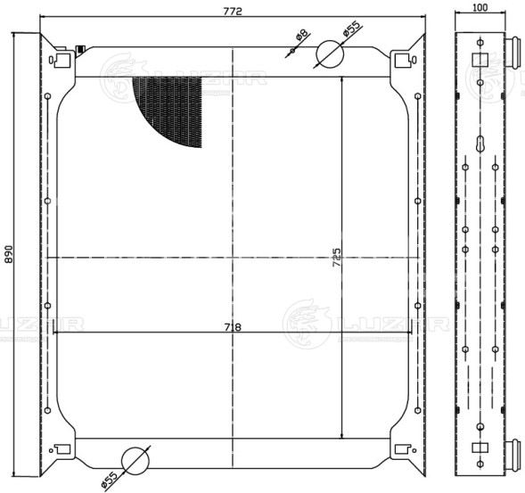 Радиатор охлаждения для автомобилей Howo (Sinotruk) с двигателем WD615 (с рамкой)