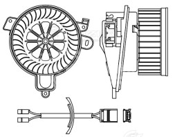 Электровентилятор отопителя для автомобилей Citroen Berlingo I (96-)/Peugeot Partner I (96-) A/C- (плоский разъем)