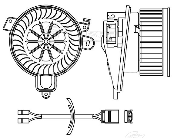Электровентилятор отопителя для автомобилей Citroen Berlingo I (96-)/Peugeot Partner I (96-) A/C- (плоский разъем)