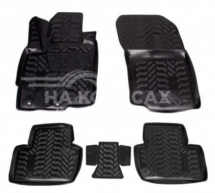 Ковры для Mitsubishi Outlander (06-), 5 шт., выс.борт, 3D с подпятником, ТЭП, черн.