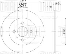 Диск тормозной передний для автомобилей Suzuki Ignis (00-) d=257