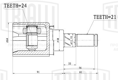 ШРУС внутренний задний для автомобилей Nissan Qashqai J10/J11 (06-/13-)/X-Trail T31/T32 (07-/14-)