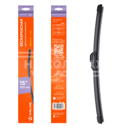 Щетка стеклоочистителя 380мм (15&quot;) бескаркасная, 1 адаптер (Hook 9x3, 9x4 mm - Крючок 9x3, 9x4 мм)