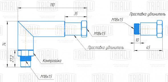 Эмулятор (обманка) датчика кислорода c выносом, угловой