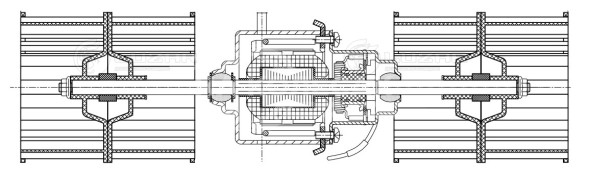 Электровентилятор отопителя для автомобилей НЕФАЗ (ОСА.9000) (для отопителя салона; в сборе с крыльчатками)