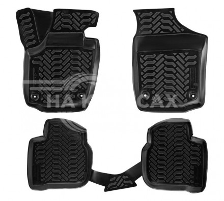 Ковры для Skoda Rapid (13-), 4 шт., (крепеж), выс. борт, 3D, ТЭП, черн.