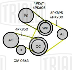 Ролик привод. ремня для автомобилей Hyundai Accent (00-)/Getz (02-)/Elantra (01-) 1.3/1.5/1.6 A/C+ (натяжной) (CM 0863)