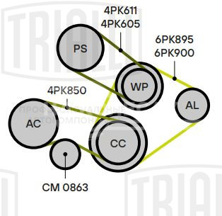 Ролик привод. ремня для автомобилей Hyundai Accent (00-)/Getz (02-)/Elantra (01-) 1.3/1.5/1.6 A/C+ (натяжной) (CM 0863)