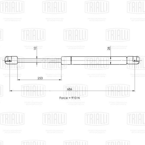 Амортизатор (упор) крышки багажника для автомобиля Volkswagen Transporter T4 (90-) выпуск после 1992г., багажник с стеклоочистителем