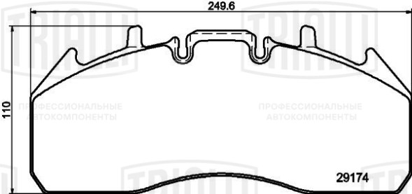 Колодки тормозные дисковые для автомобилей Renault Trucks, Volvo (WVA № 29174) с монтажным комплектом (в комплекте с датчиком)