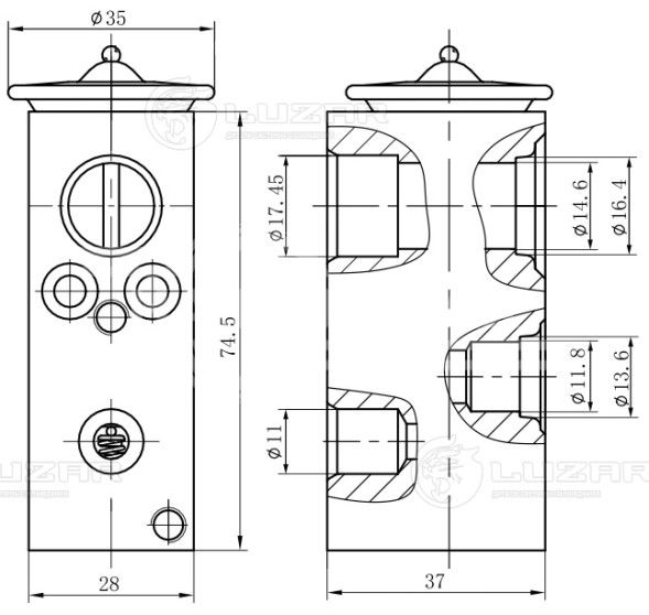 Клапан расширительный кондиционера (ТРВ) для автомобилей 207 (06-)