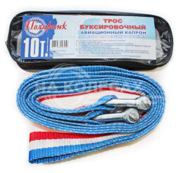 Трос "ПОЛЯРНИК" "лента - флаг" 10 тн  2 скобы 14" СТАНДАРТ в сумке