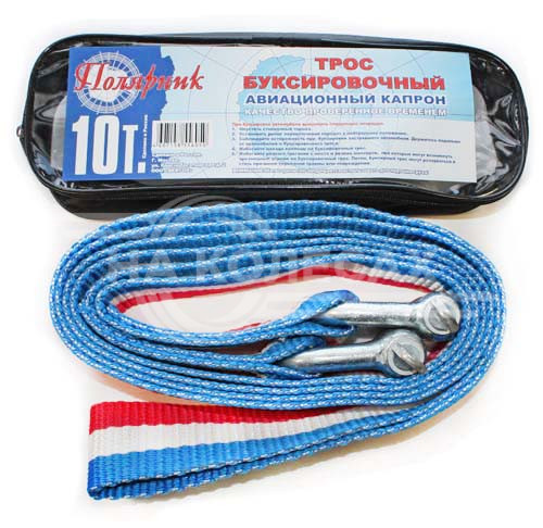Трос "ПОЛЯРНИК" "лента - флаг" 10 тн  2 скобы 14" СТАНДАРТ в сумке