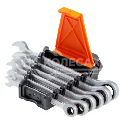 Набор ключей комбинир.трещот. 6 предм. (8,10,12,13,14,17мм) пласт.держат. PRO