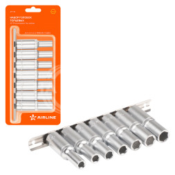 Набор головок торцевых 1/2" DR шестигранных 7пр.  глубоких (8,9,10,11,12,13,14мм)