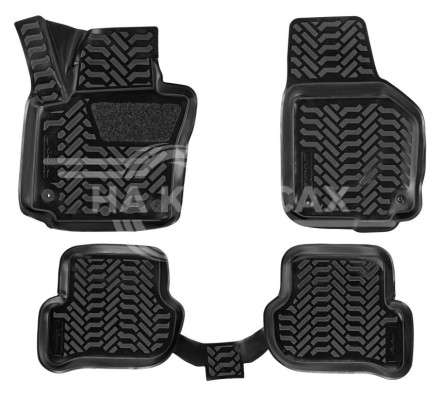 Ковры для Skoda Yeti (09-), 4 шт., (крепеж), выс. борт, 3D с подпятником, ТЭП, черн.