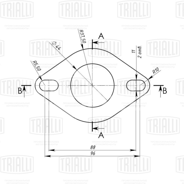 Фланец универсальный d=44 под шпильку 11mm (алюминизированная сталь)