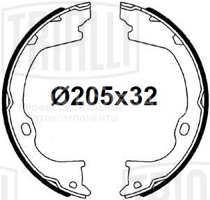 Колодки тормозные для автомобилей Jeep Grand Cherokee IV (10-) барабанные стояночного тормоза 205x32