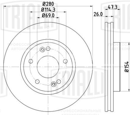 Диск тормозной передний для автомобилей CEED (07-)/Cerato (09-)/Hyundai i30 (07-) d=280