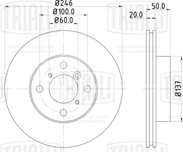 Диск тормозной передний для автомобилей Suzuki Baleno (95-) / Liana (02-) d=246