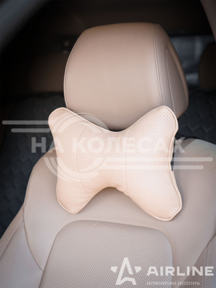 Подушка-косточка на подгол. &quot;Лима&quot;, экокожа, 1 шт., бежевая (ASP-B-07)