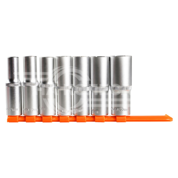 Набор головок торцевых 1/2&quot; DR шестигранных 7пр. глубоких (10,12,14,15,17,19,22мм)