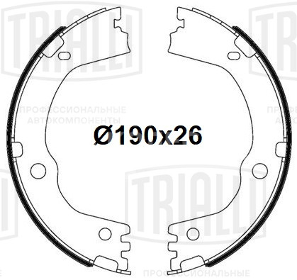 Колодки тормозные для автомобилей Hyundai Santa Fe II (06-) / Tucson II (15-) / Kia Sorento (09-) (до 2012 г/в) / Sportage (16-) барабанные стояночного тормоза 190x26